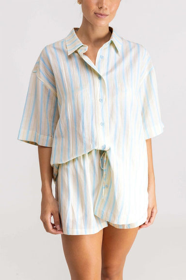 Rhythm - Sanctuary Stripe Oversized Shirt - Blue - Front