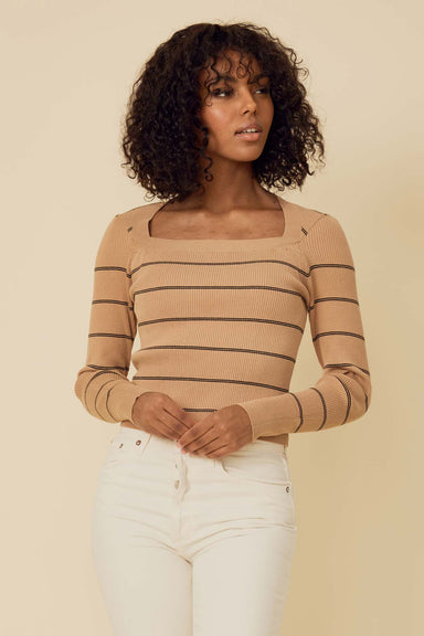 Stitches & Stripes - Justine Fitted Pullover - Khaki Stripe