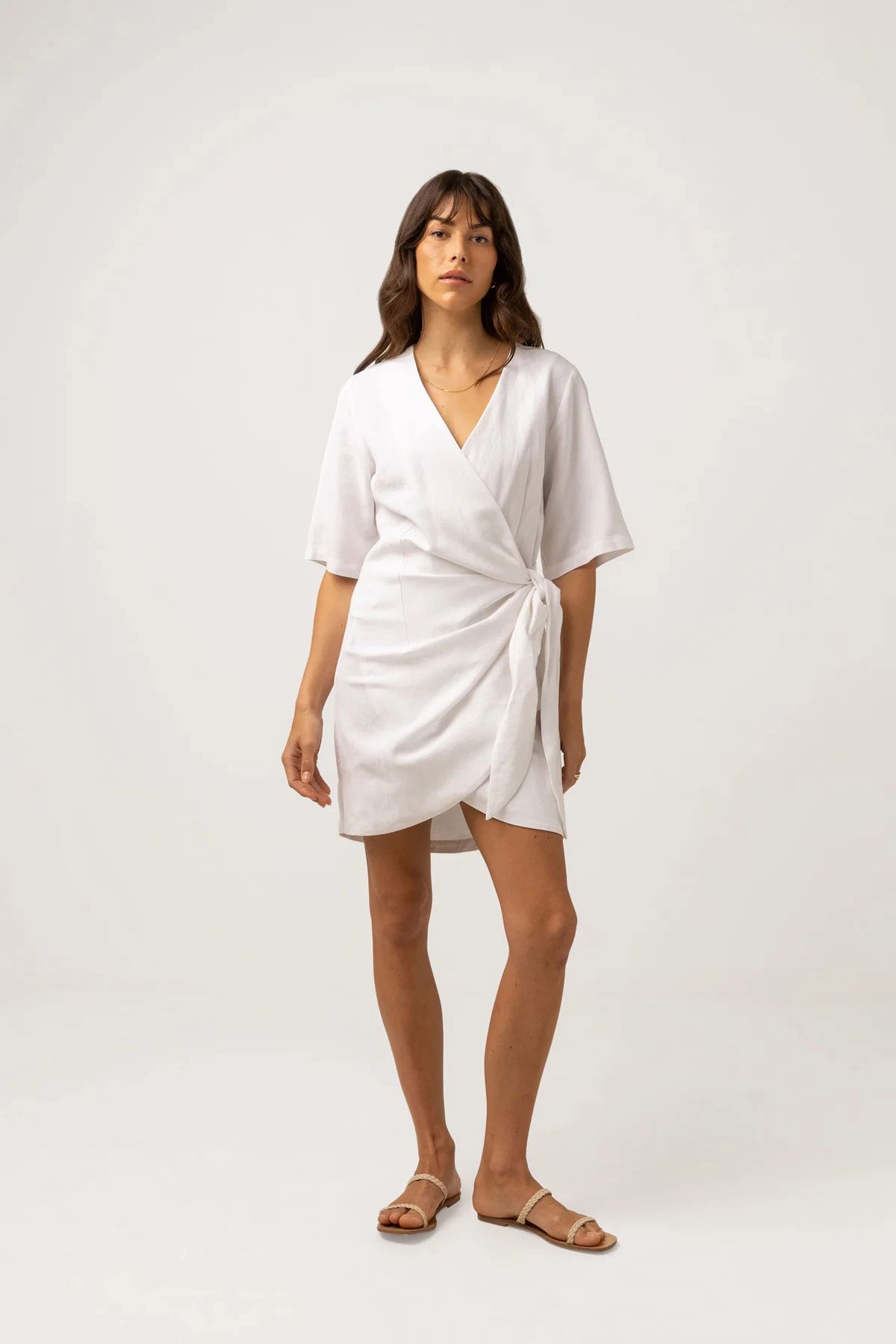 Rhythm - Santorini Tie Front Mini Dress - White
