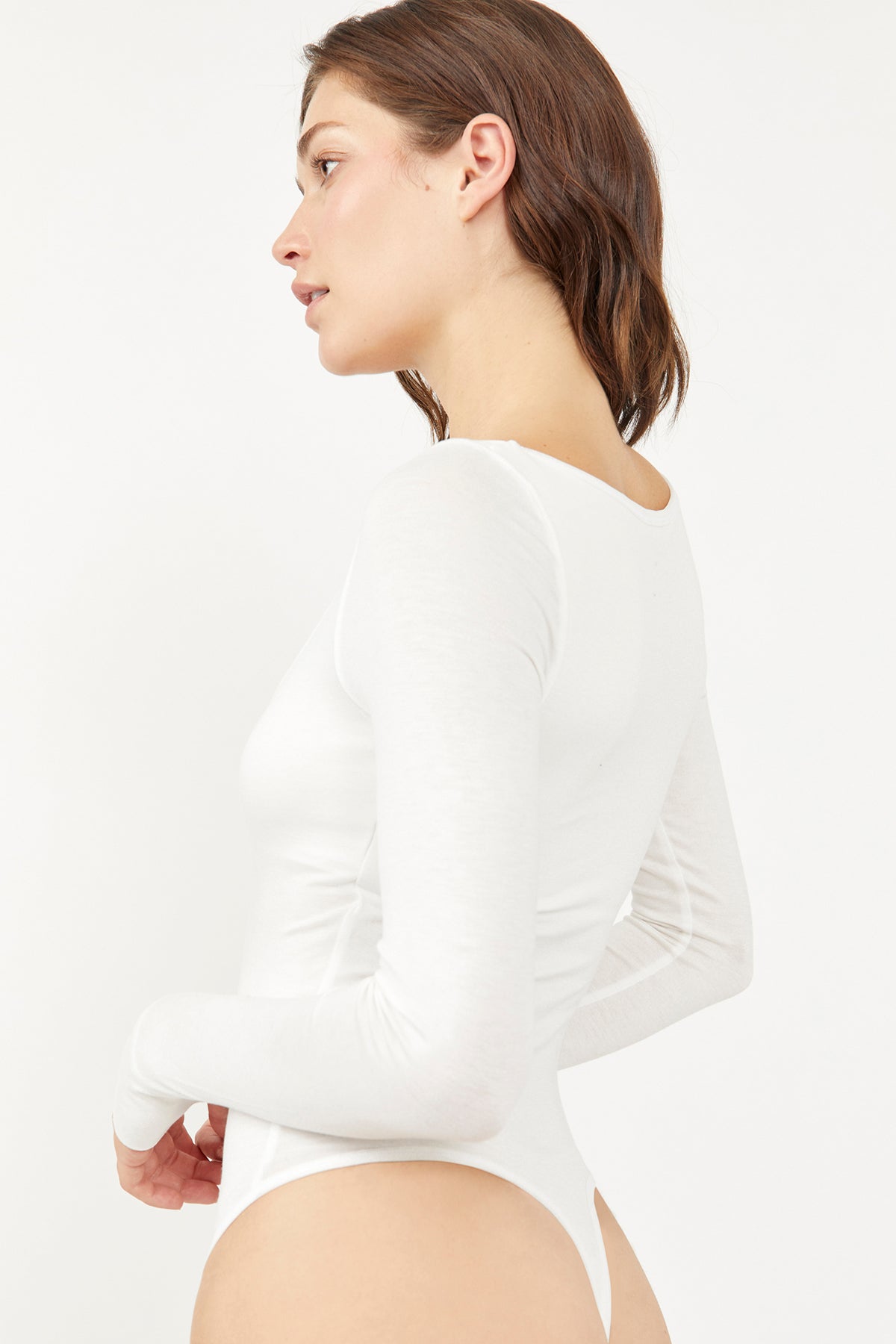 Free People - Settle In Scoop Neck Bodysuit - White - Back