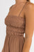 Rhythm - Classic Shirred Midi Dress - Caramel - Detail